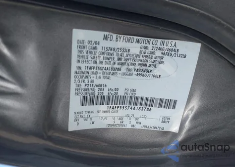 2004 Ford Taurus Ses from USA, damaged, VIN 1FAFP55S74A183786